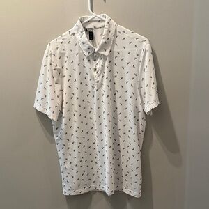 Adidas White Patterned Men's Polo